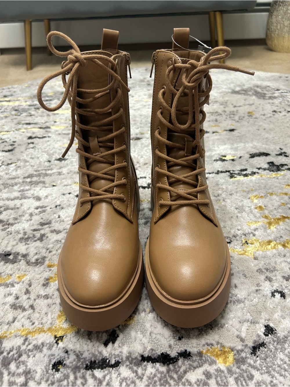 Primark Tan Platform Combat Boots NWT US 7 UK 5 EU 38
